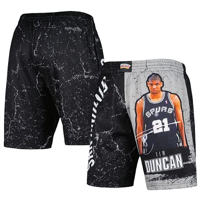 Short pour homme Mitchell & Ness Tim Duncan Noir San Antonio Spurs Hardwood Classics Player Burst