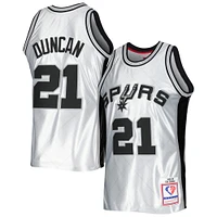 Men's Mitchell & Ness Tim Duncan Platinum San Antonio Spurs 1998/99 Hardwood Classics 75th Anniversary Swingman Jersey