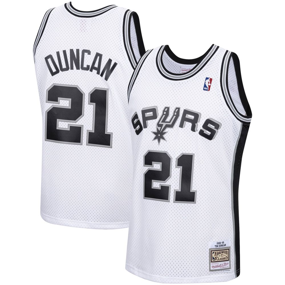 Mitchell & Ness Men's San Antonio Spurs 1998-99 Tim Duncan White Swingman Jersey, White / S