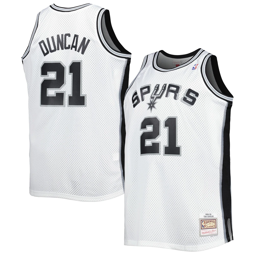 Maillot Homme Mitchell & Ness Tim Duncan Blanc San Antonio Spurs Big Tall Hardwood Classics 1998/99 Swingman