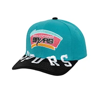 Men's Mitchell & Ness Turquoise/Black San Antonio Spurs Underarch Two-Tone Pro Crown Snapback Hat