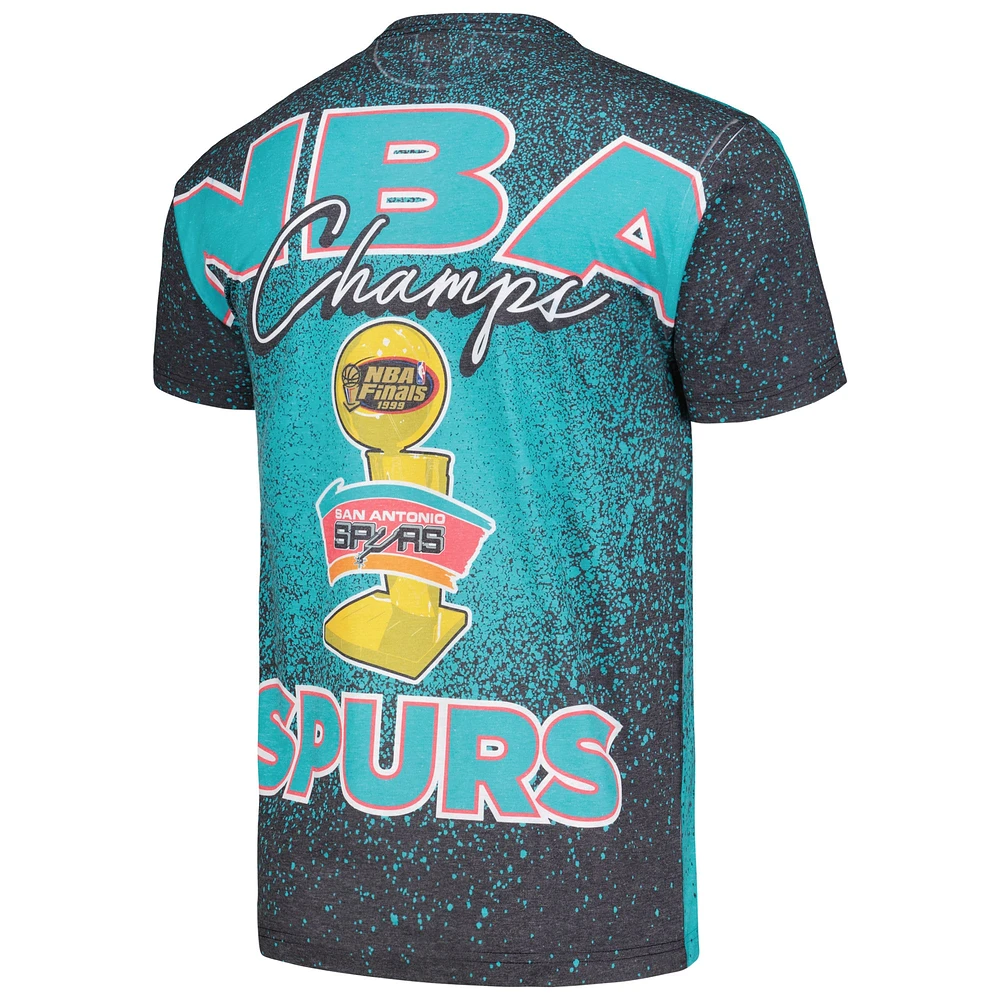 T-shirt pour hommes Mitchell & Ness turquoise San Antonio Spurs Hardwood Classics 1999 NBA Finals Champ City