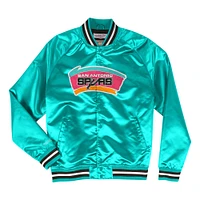 Veste à bouton-pression intégrale raglan pour hommes Mitchell & Ness Turquoise San Antonio Spurs Hardwood Classics