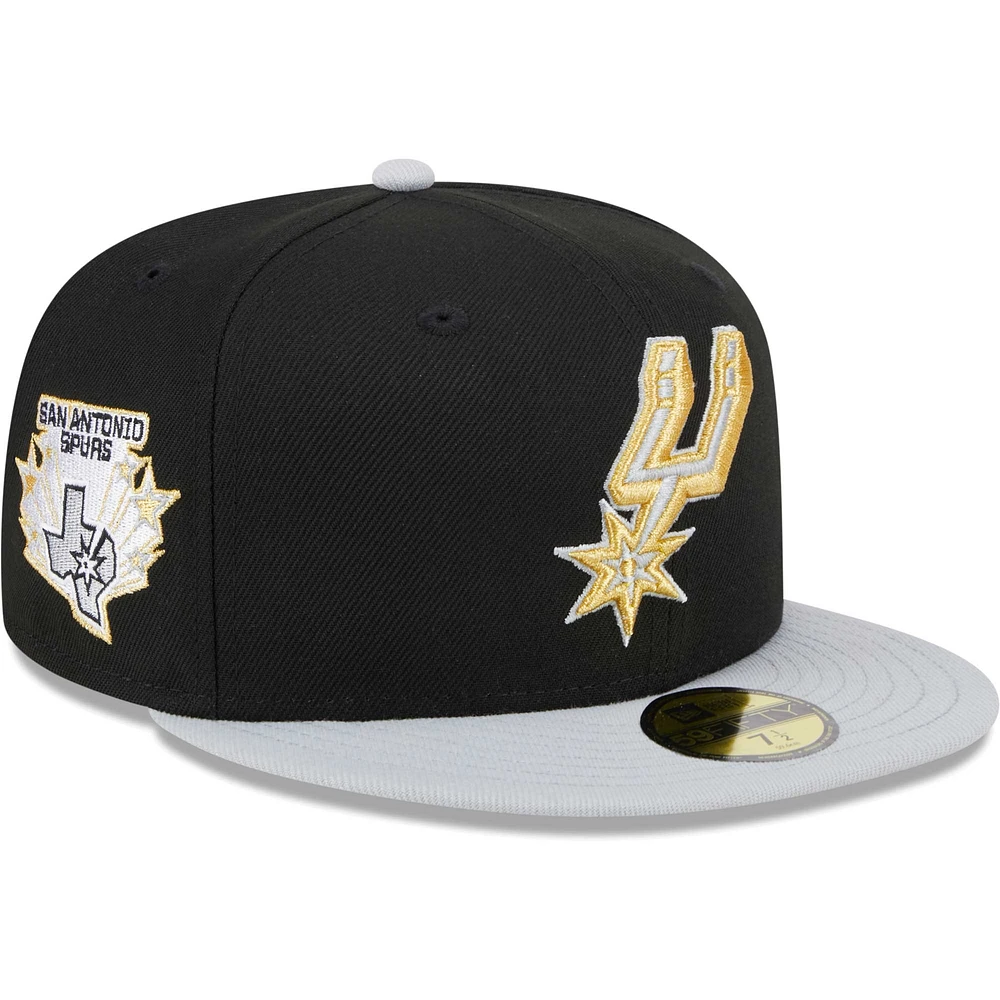 Men's New Era Black/Gray San Antonio Spurs Gameday Gold Pop Stars 59FIFTY Fitted Hat