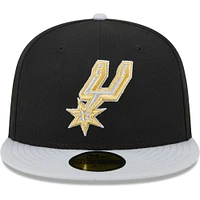 Men's New Era Black/Gray San Antonio Spurs Gameday Gold Pop Stars 59FIFTY Fitted Hat