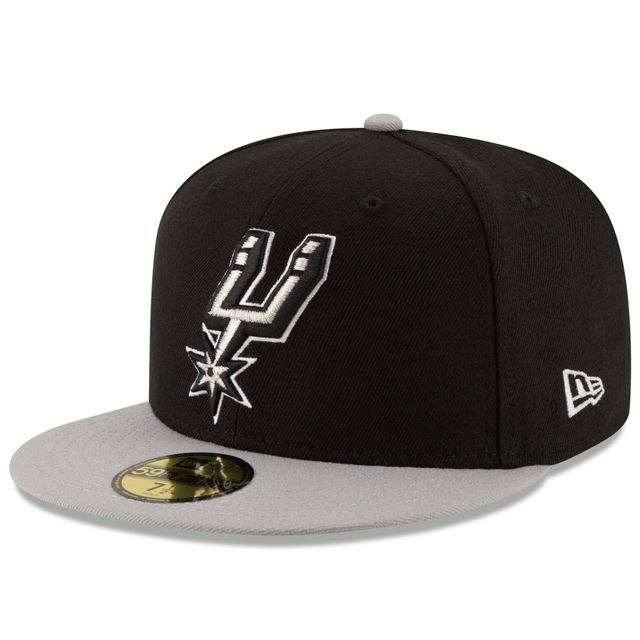 Casquette ajustée 59FIFTY 2Tone de l'équipe officielle des San Antonio Spurs New Era pour homme, noir/gris
