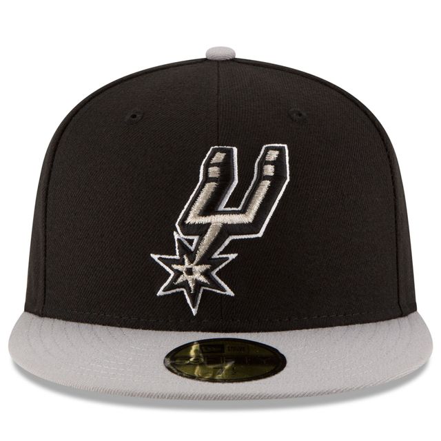 Casquette ajustée 59FIFTY 2Tone de l'équipe officielle des San Antonio Spurs New Era pour homme, noir/gris