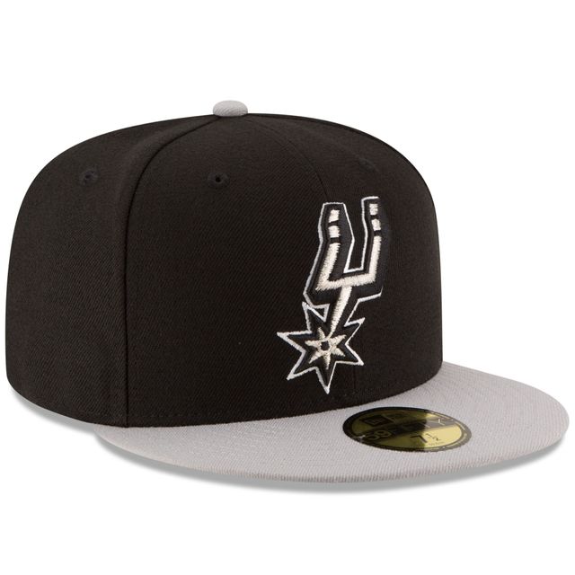 Casquette ajustée 59FIFTY 2Tone de l'équipe officielle des San Antonio Spurs New Era pour homme, noir/gris