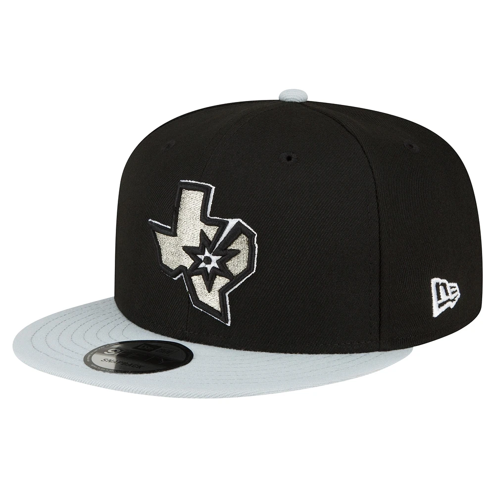 Men's New Era Black/Silver San Antonio Spurs 2-Tone 9FIFTY Snapback Hat