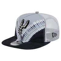 Casquette de golf à pression New Era noire/argentée San Antonio Spurs Throwback Dye pour homme
