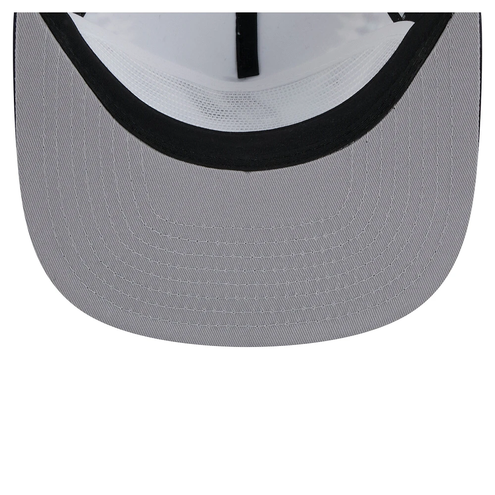 Casquette de golf à pression New Era noire/argentée San Antonio Spurs Throwback Dye pour homme