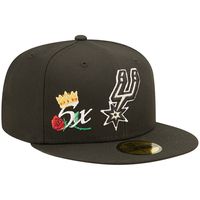 Men's New Era Black San Antonio Spurs 5x NBA Finals Champions Crown 59FIFTY Fitted Hat