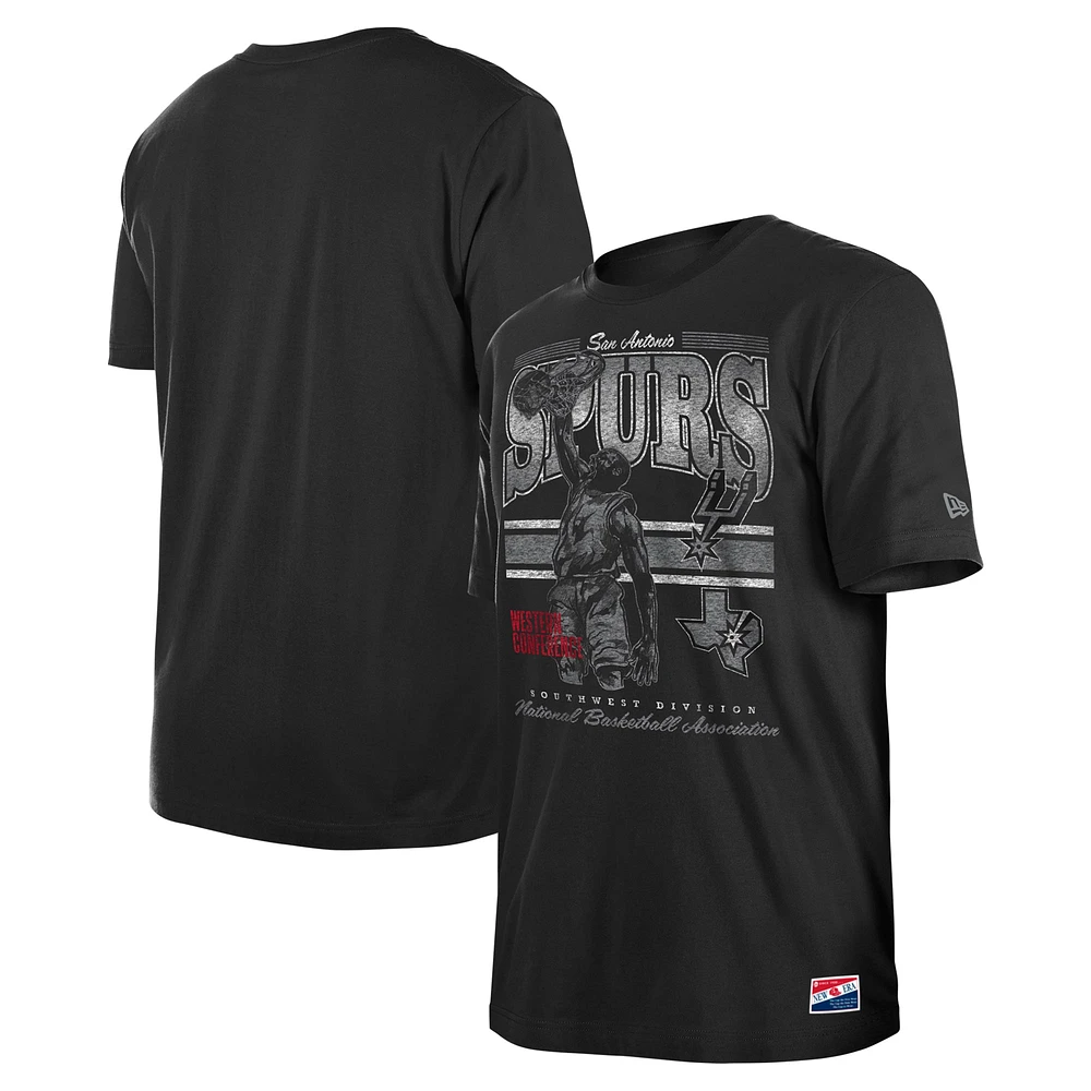 Men's New Era Black San Antonio Spurs Enzyme Wash Oversized T-Shirt