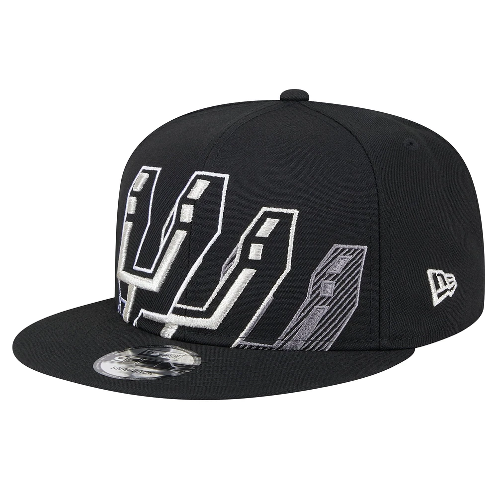 Men's New Era Black San Antonio Spurs Sport Night Team Shadow 9FIFTY Snapback Hat