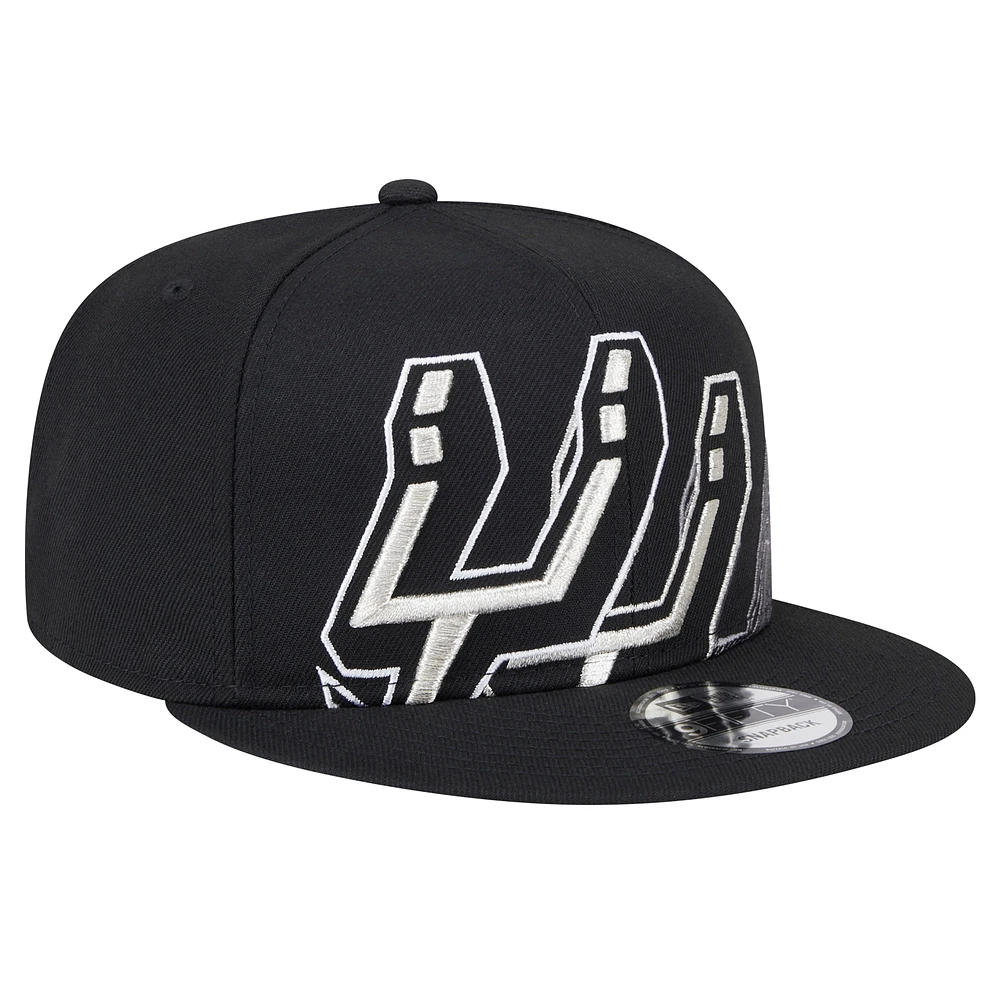 Men's New Era Black San Antonio Spurs Sport Night Team Shadow 9FIFTY Snapback Hat