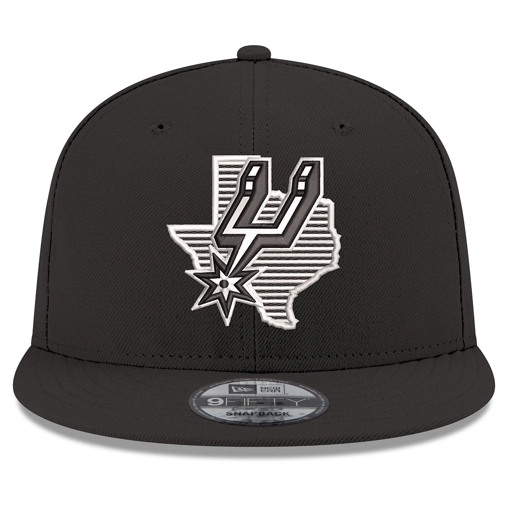 Casquette snapback 9FIFTY noire New Era San Antonio Spurs State Pride pour homme
