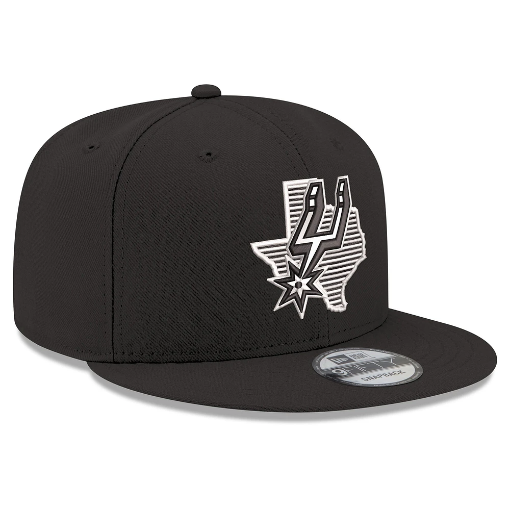 Casquette snapback 9FIFTY noire New Era San Antonio Spurs State Pride pour homme