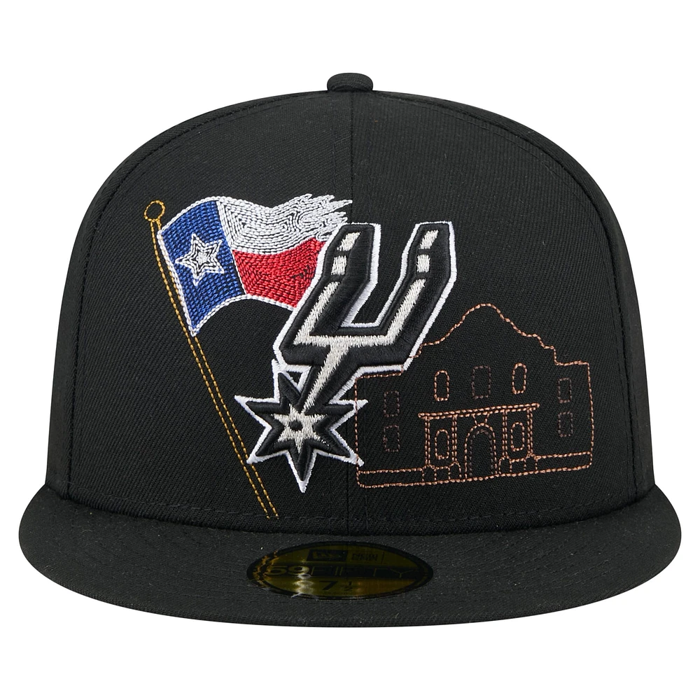 Men's New Era Black San Antonio Spurs State Stitch 59FIFTY Fitted Hat