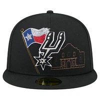 Men's New Era Black San Antonio Spurs State Stitch 59FIFTY Fitted Hat