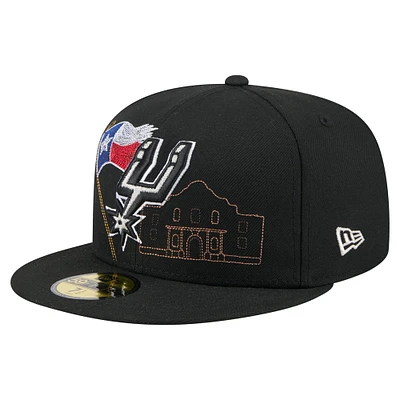 Men's New Era Black San Antonio Spurs State Stitch 59FIFTY Fitted Hat