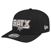 Casquette extensible à boutons-pression New Era noire San Antonio Spurs Statement Edition Jersey Hook 9SEVENTY pour homme