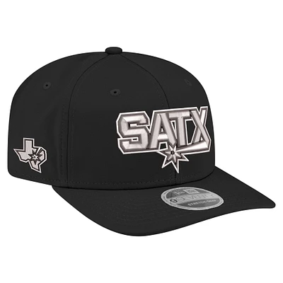 Casquette extensible à boutons-pression New Era noire San Antonio Spurs Statement Edition Jersey Hook 9SEVENTY pour homme