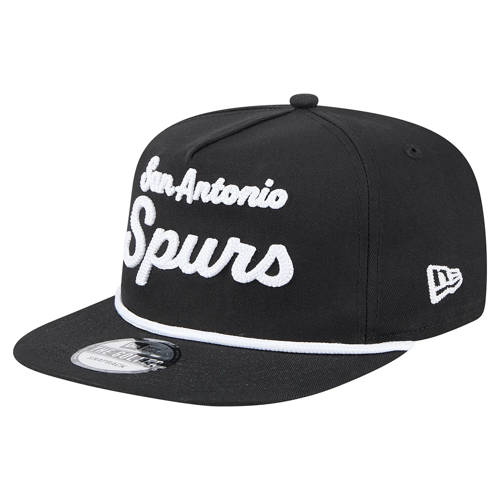 Men's New Era Black San Antonio Spurs Team Text Golfer Snapback Hat