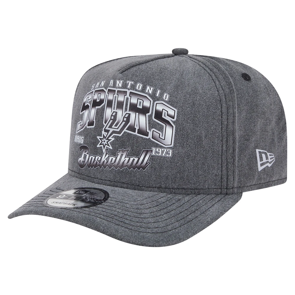 Casquette snapback pré-courbée New Era 9FIFTY pour homme, couleur anthracite, San Antonio Spurs