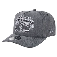 Casquette snapback pré-courbée New Era 9FIFTY pour homme, couleur anthracite, San Antonio Spurs