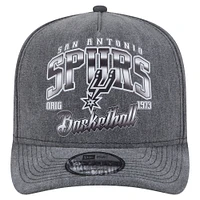 Casquette snapback pré-courbée New Era 9FIFTY pour homme, couleur anthracite, San Antonio Spurs
