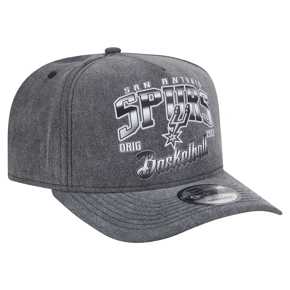 Casquette snapback pré-courbée New Era 9FIFTY pour homme, couleur anthracite, San Antonio Spurs