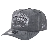 Casquette snapback pré-courbée New Era 9FIFTY pour homme, couleur anthracite, San Antonio Spurs