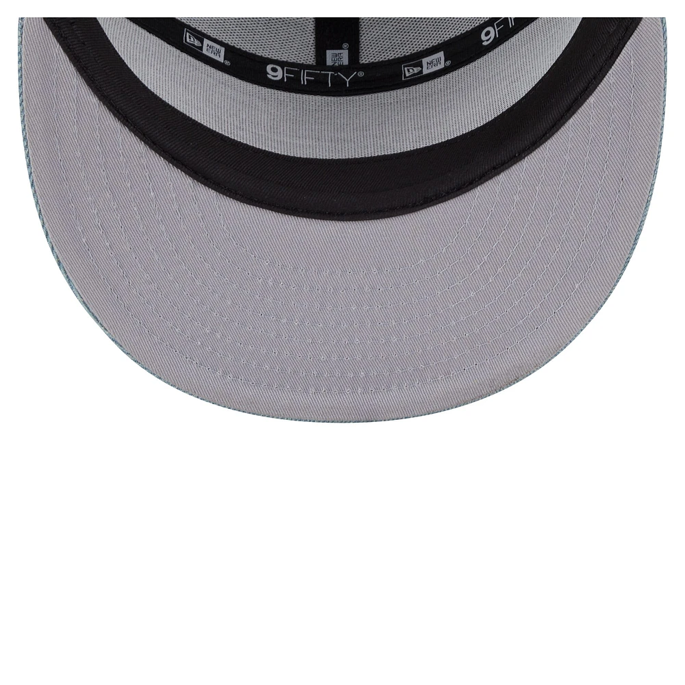 Men's New Era San Antonio Spurs Adventure Denim Split Panel 9FIFTY Snapback Trucker Hat