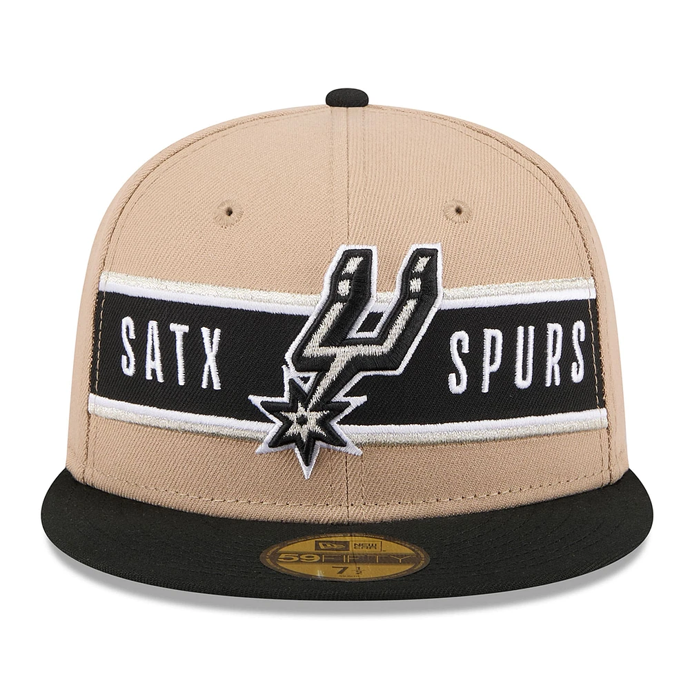 Casquette ajustée New Era San Antonio Spurs 2024 NBA Draft 59FIFTY pour homme, beige/noir