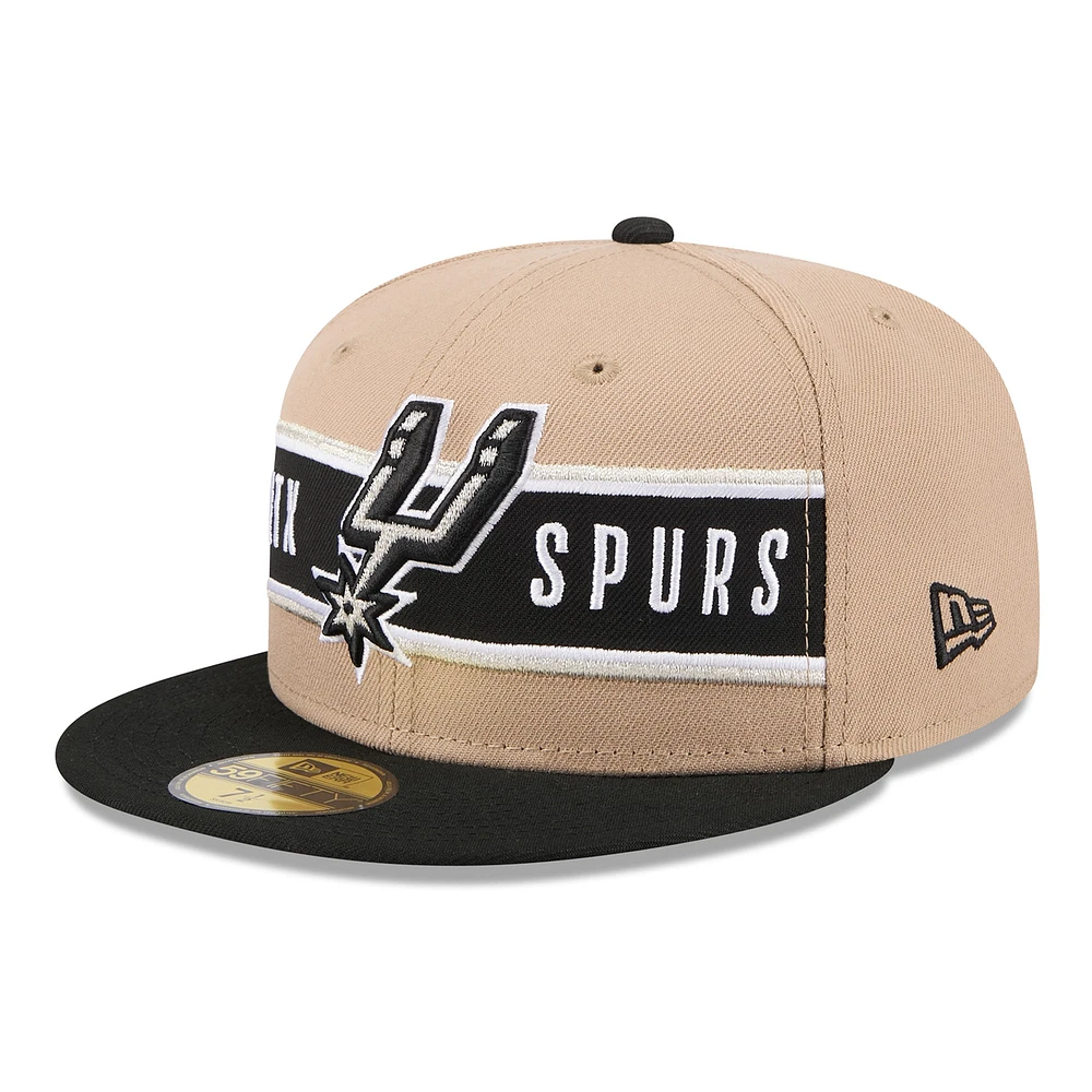 Casquette ajustée New Era San Antonio Spurs 2024 NBA Draft 59FIFTY pour homme, beige/noir