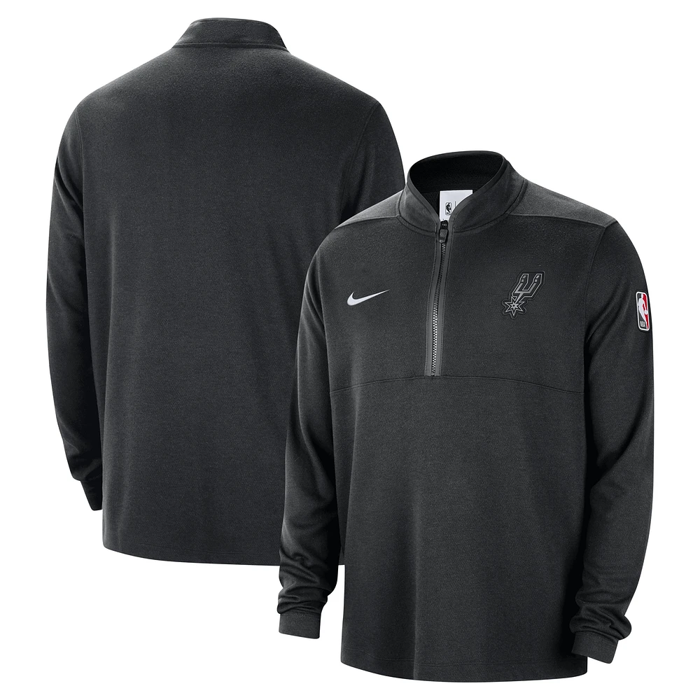 Haut Nike noir San Antonio Spurs 2024/25 Courtside Performance à demi-zip pour homme