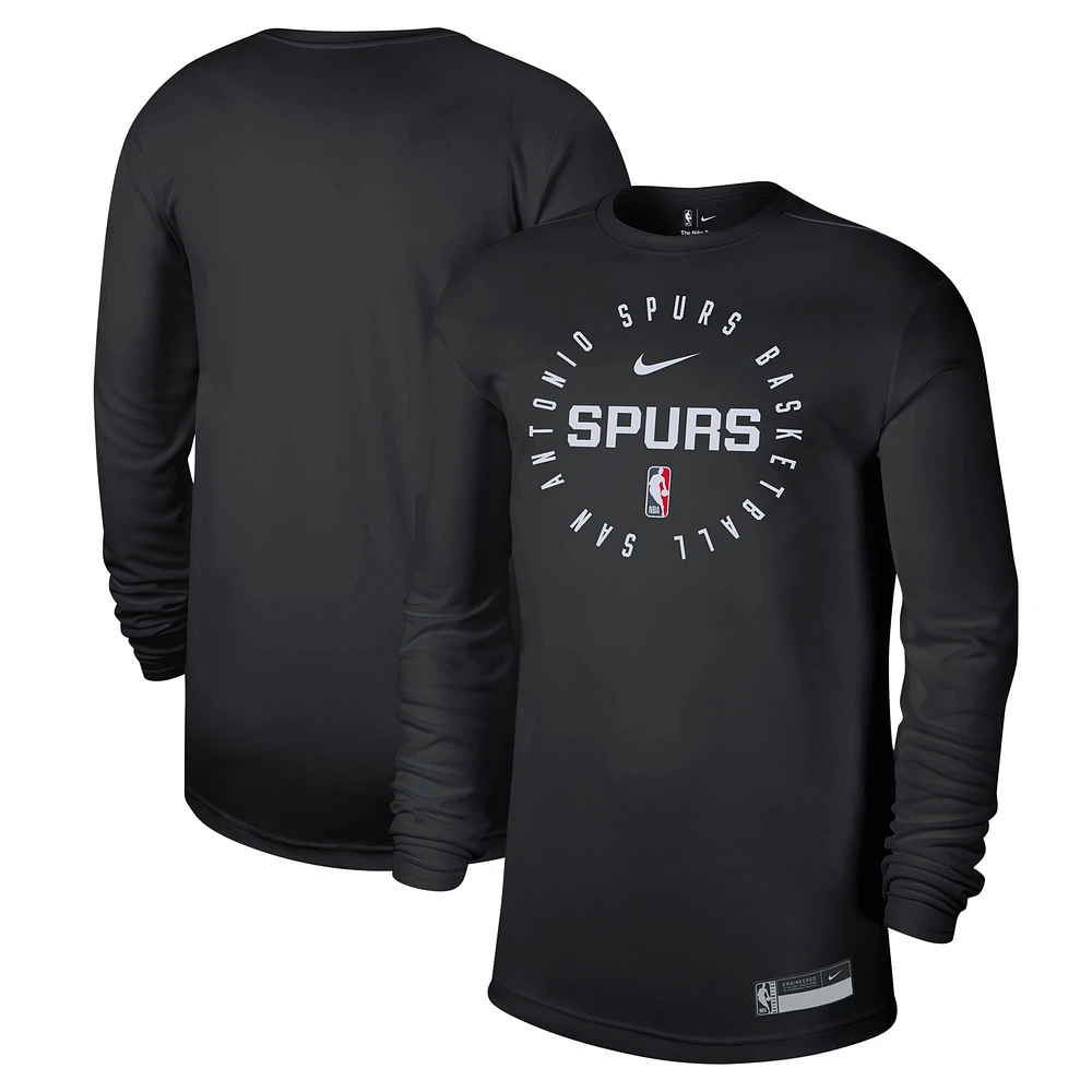 T-shirt d'entraînement à manches longues Nike noir San Antonio Spurs 2024/25 Legend On-Court pour homme