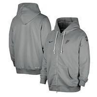 Veste à capuche entièrement zippée Nike San Antonio Spurs Authentic Standard Issue pour homme Gris