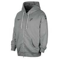 Veste à capuche entièrement zippée Nike San Antonio Spurs Authentic Standard Issue pour homme Gris