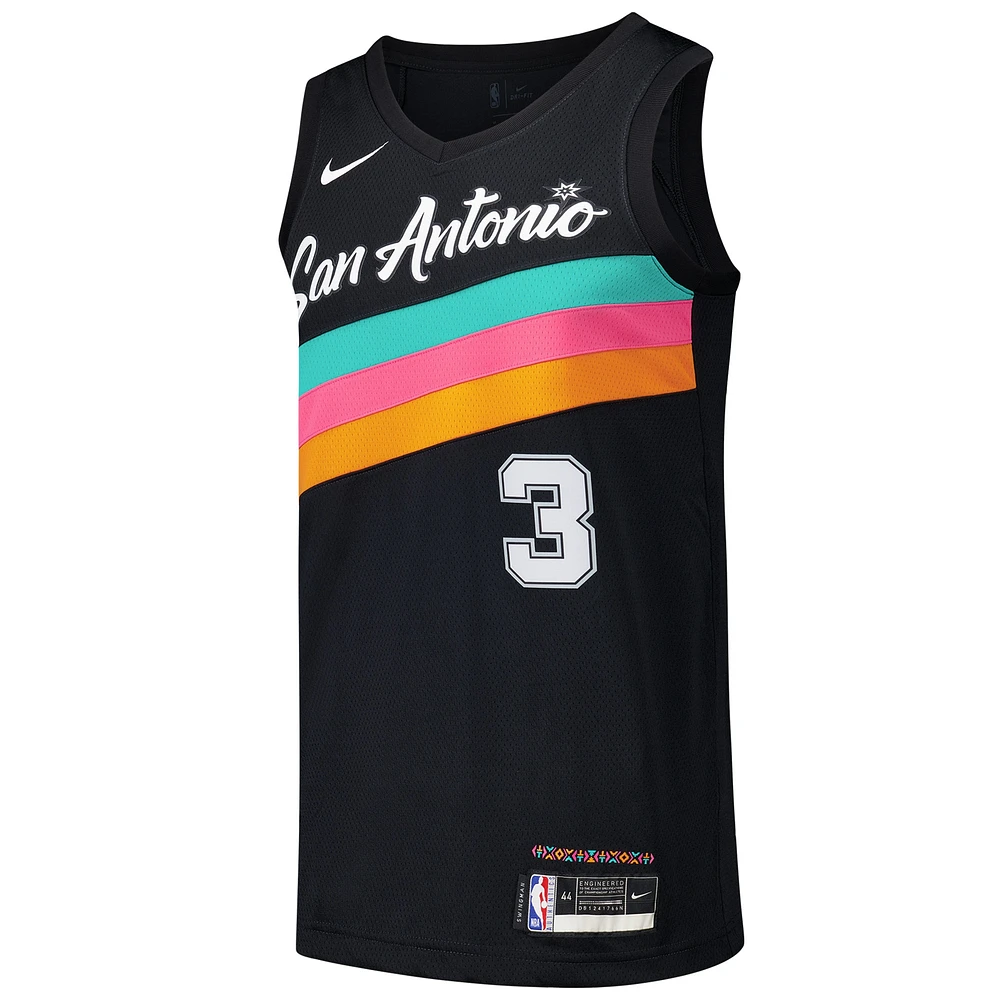 Maillot Nike Keldon Johnson pour homme, noir, San Antonio Spurs, Swingman Player - City Edition