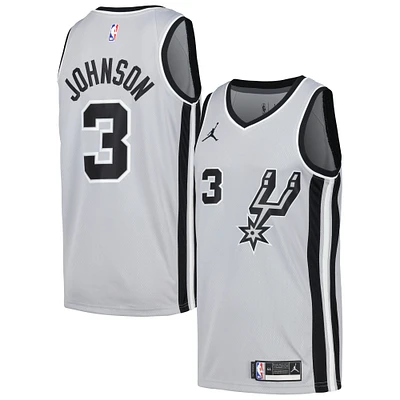 Maillot Nike Keldon Johnson Silver pour homme des San Antonio Spurs Swingman Player - Édition Statement