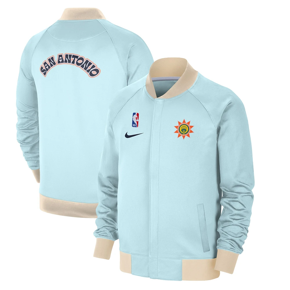 Men's Nike Light Blue San Antonio Spurs 2024/25 City Edition Authentic Showtime Performance Full-Zip Jacket