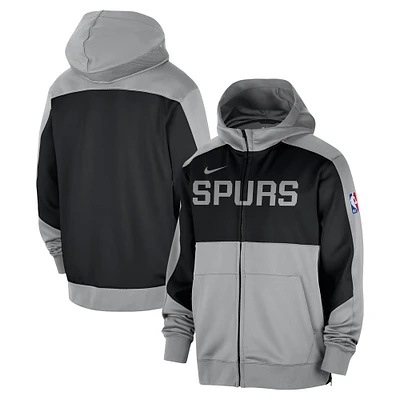 Sweat à capuche entièrement zippé Nike Silver San Antonio Spurs Authentic On-Court Showtime Performance pour homme