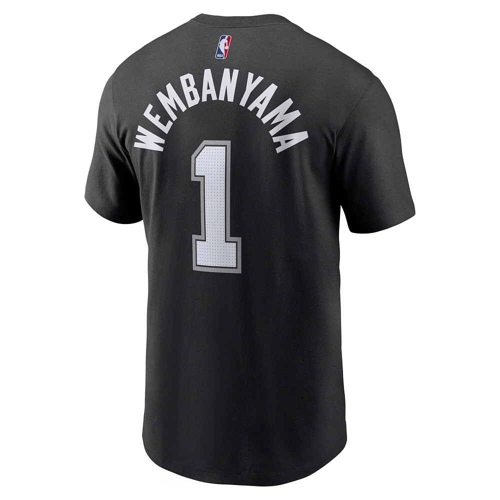 T-shirt pour homme Nike Victor Wembanyama Noir San Antonio Spurs 2023 NBA Draft First Round Pick Name & Number