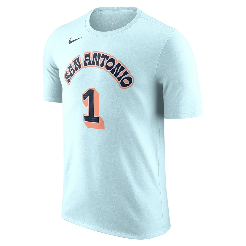 Men's Nike Victor Wembanyama Light Blue San Antonio Spurs 2024/25 City Edition Name & Number T-Shirt