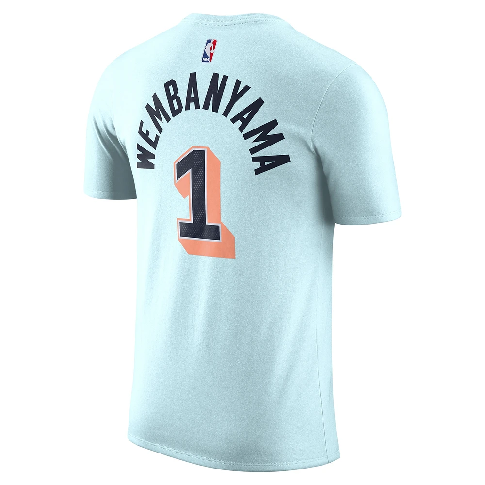 Men's Nike Victor Wembanyama Light Blue San Antonio Spurs 2024/25 City Edition Name & Number T-Shirt