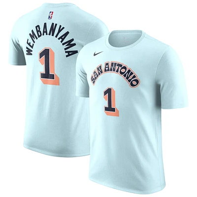 T-shirt Nike Victor Wembanyama bleu clair pour homme San Antonio Spurs 2024/25 City Edition avec nom et numéro