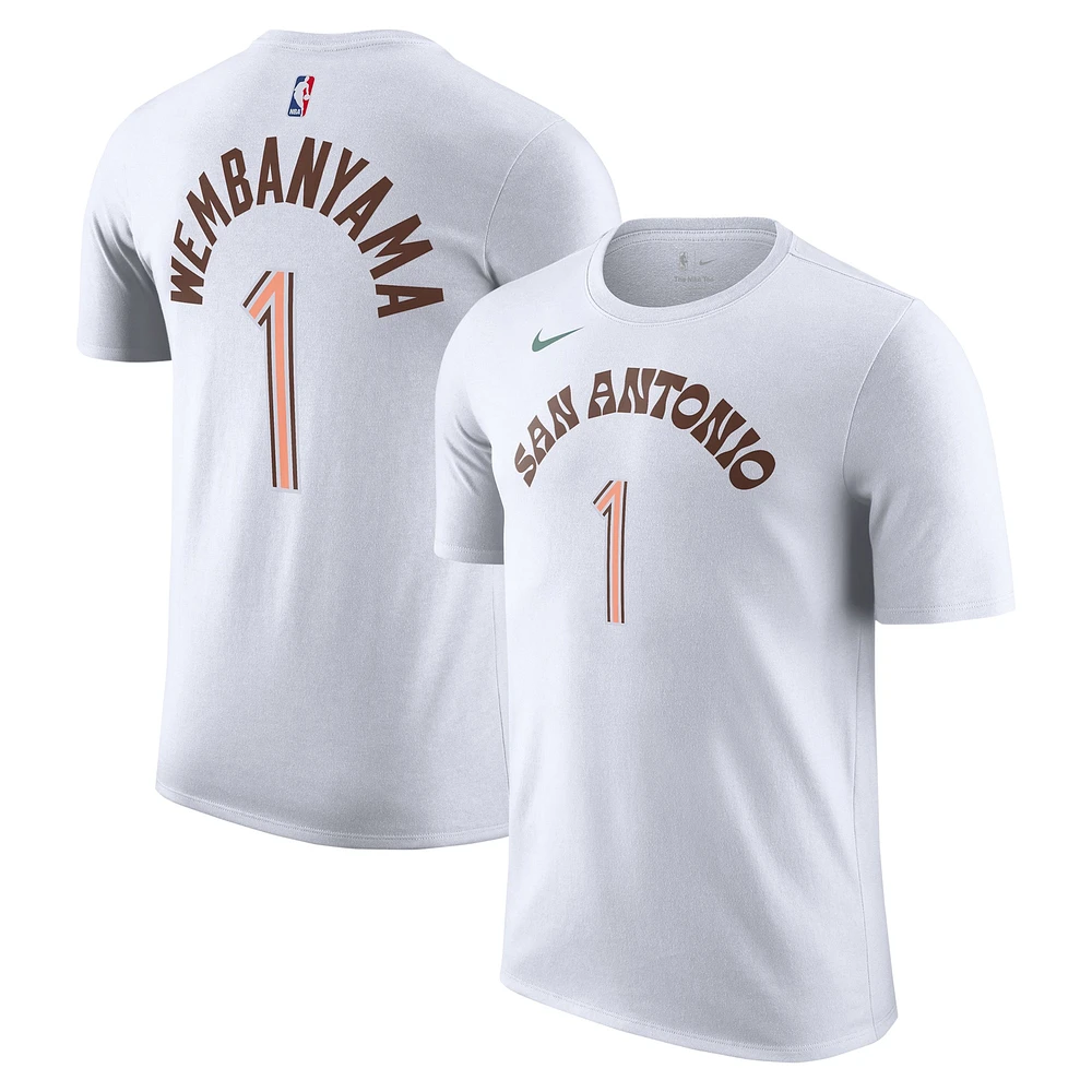 T-shirt Nike Victor Wembanyama blanc San Antonio Spurs 2023/24 City Edition avec nom et numéro pour homme