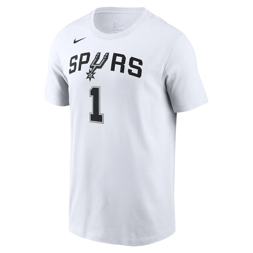 T-shirt pour homme San Antonio Spurs 2023 NBA Draft First Round Pick avec nom et numéro Nike Victor Wembanyama blanc