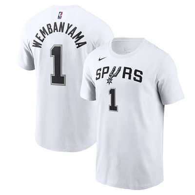 T-shirt pour homme San Antonio Spurs 2023 NBA Draft First Round Pick avec nom et numéro Nike Victor Wembanyama blanc